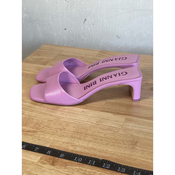 Gianni Bini Pink Leather Block Heel Mules Slides Women's Size 9 - Picture 5 of 9